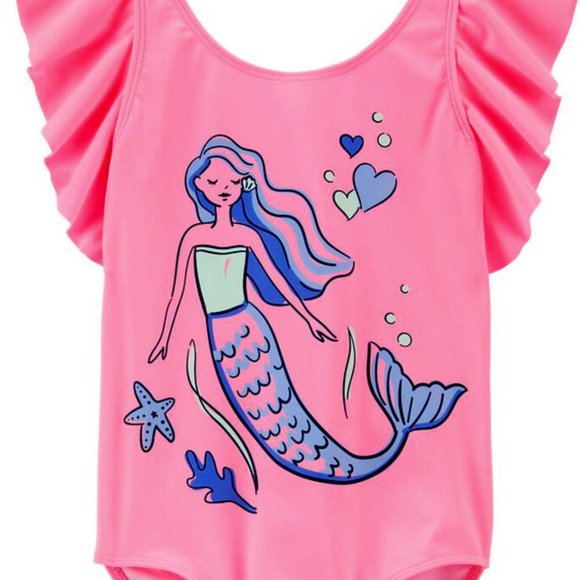 NWT 14 or 12 carters mermaid rhumba ruffles swim suit bathing girls tween pool